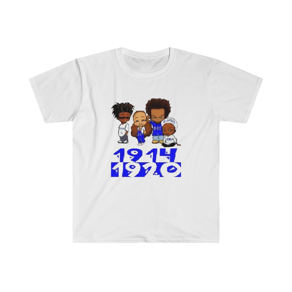 (BLU and White)Unisex Softstyle T-Shirt