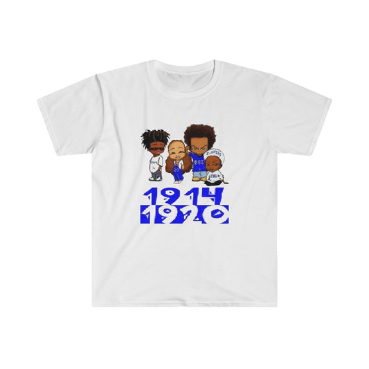 (BLU and White)Unisex Softstyle T-Shirt