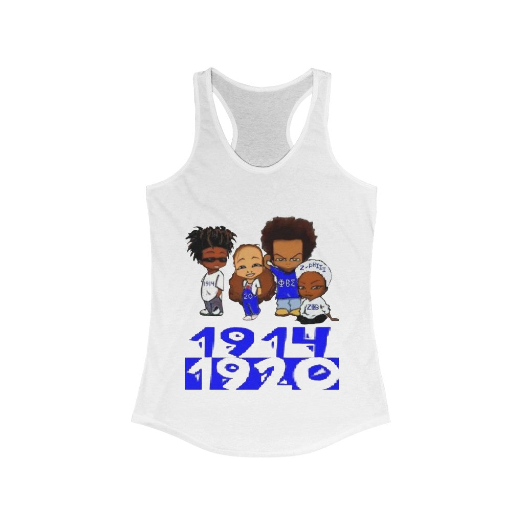 (BLU and White) Women's Ideal Racerback Tank