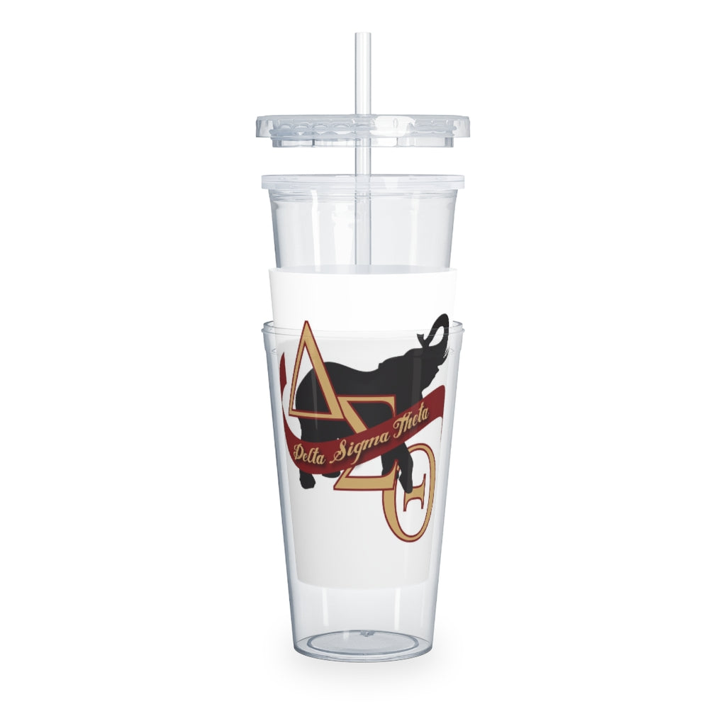 Plastic Tumbler with Straw (Delta Sigma Theta)