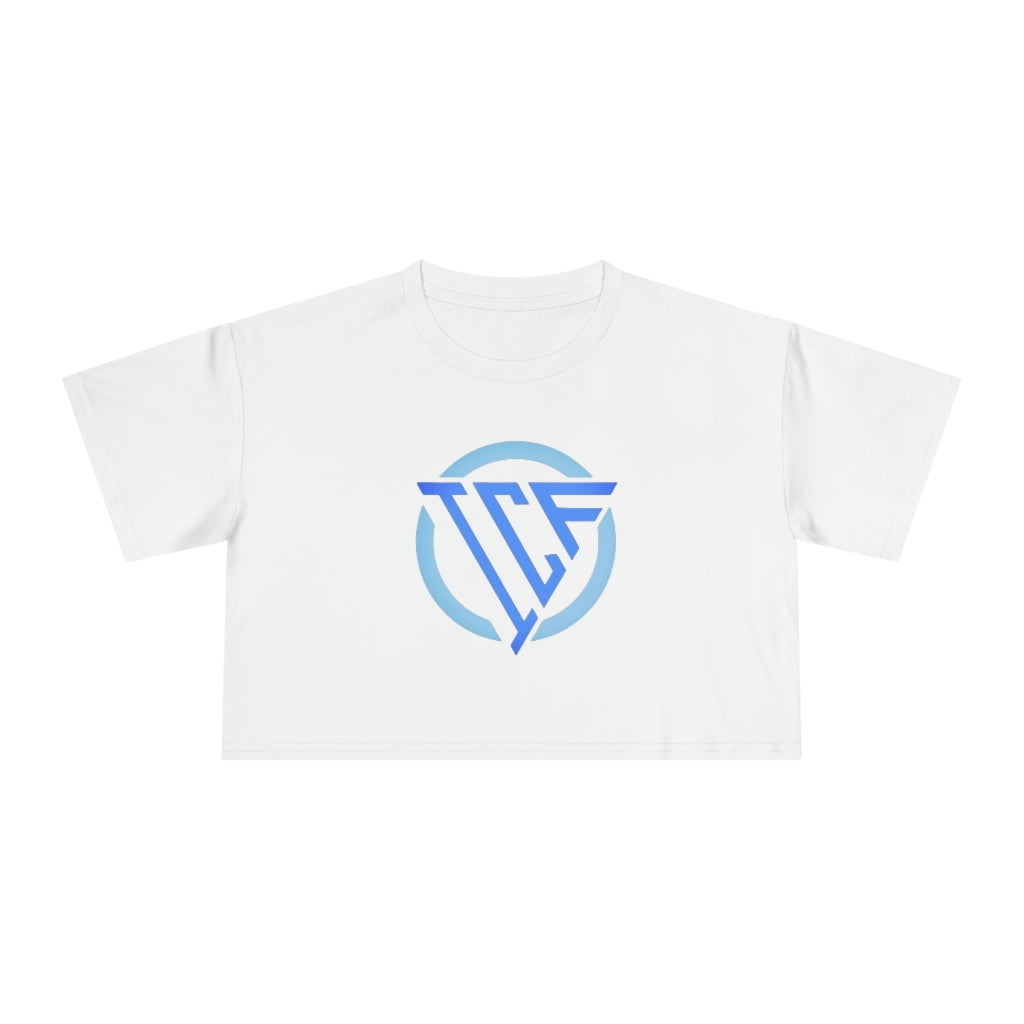 ICF Women's Crop Tee "Blue Logo"