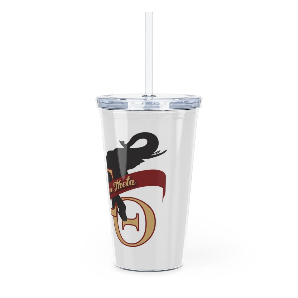 Plastic Tumbler with Straw (Delta Sigma Theta)