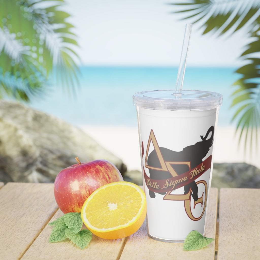 Plastic Tumbler with Straw (Delta Sigma Theta)