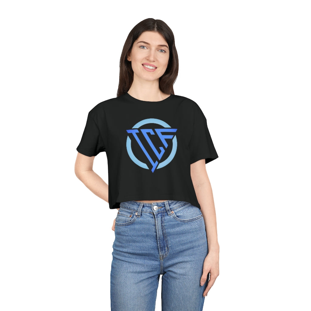 ICF Women's Crop Tee "Blue Logo"