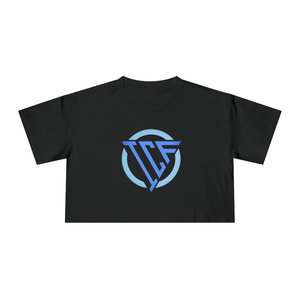 ICF Women's Crop Tee "Blue Logo"
