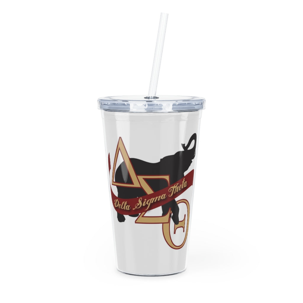 Plastic Tumbler with Straw (Delta Sigma Theta)