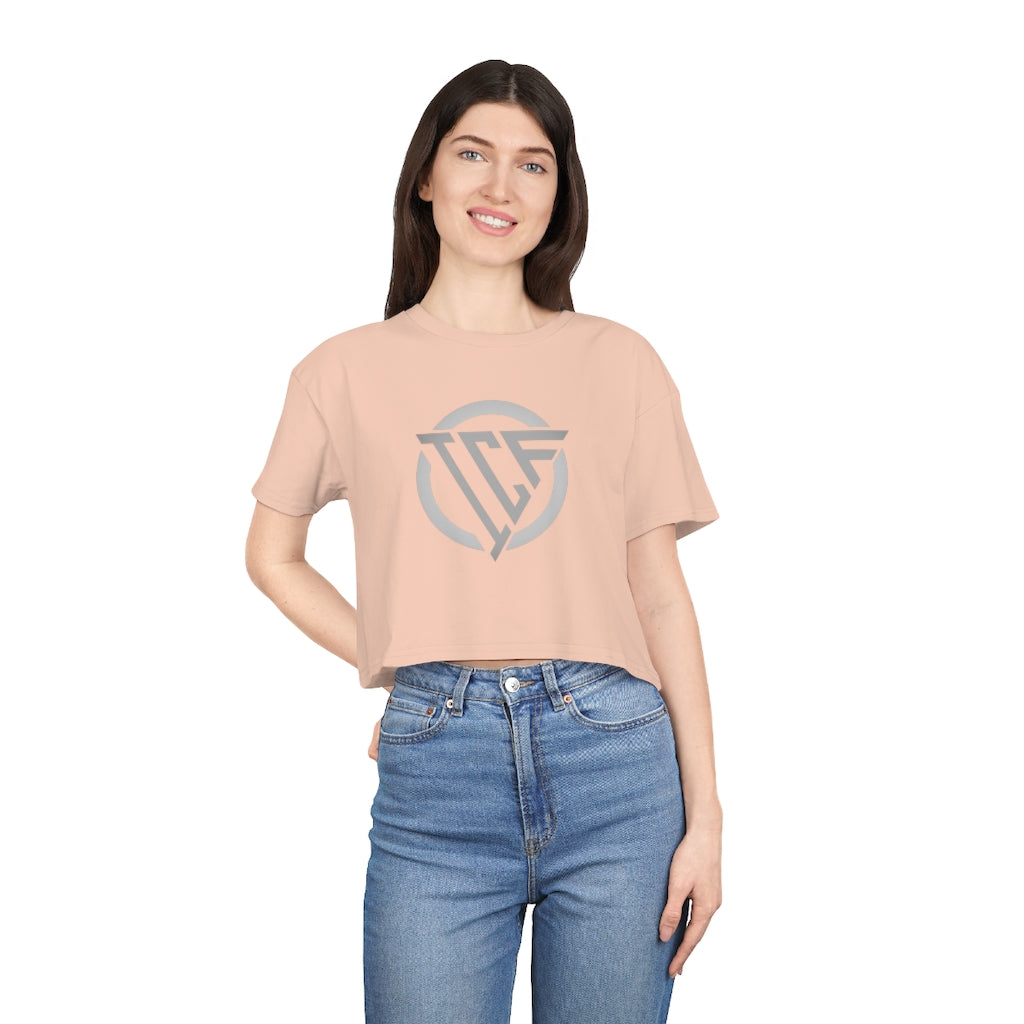 ICF Women's Crop Tee "Silver Logo"