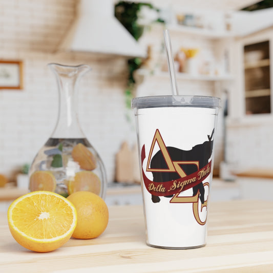 Plastic Tumbler with Straw (Delta Sigma Theta)