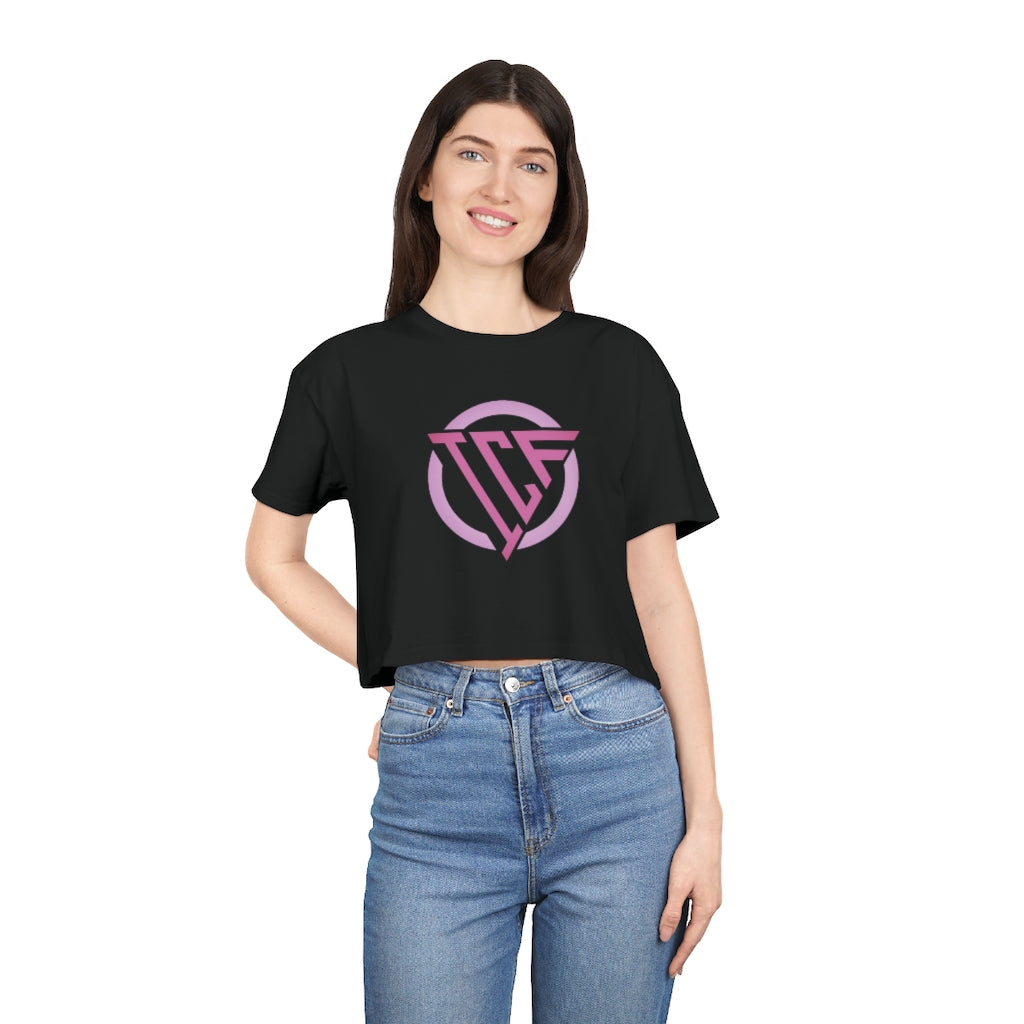 ICF Women's Crop Tee "Pink Logo"