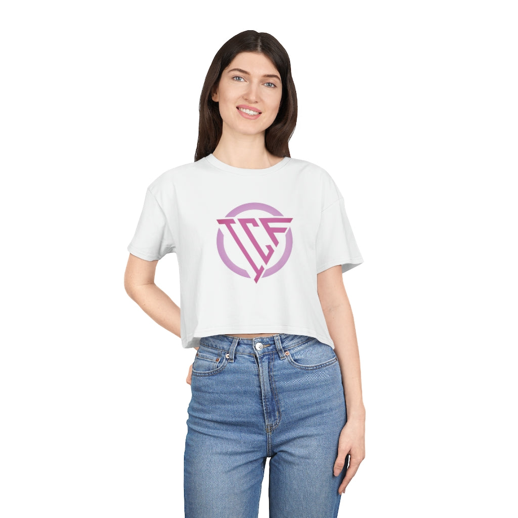 ICF Women's Crop Tee "Pink Logo"