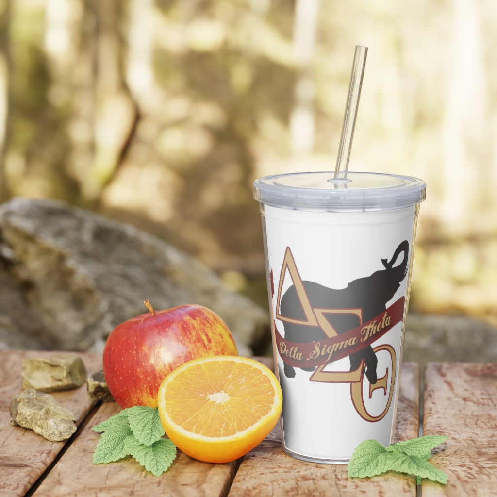 Plastic Tumbler with Straw (Delta Sigma Theta)